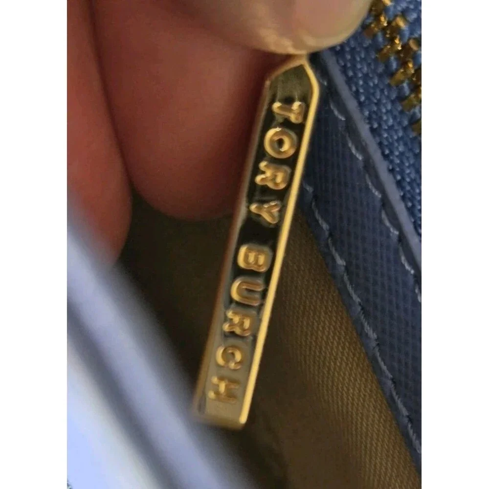 Tory Burch Envelope Clutch Crossbody Chain Purse Handbag Periwinkle Blue